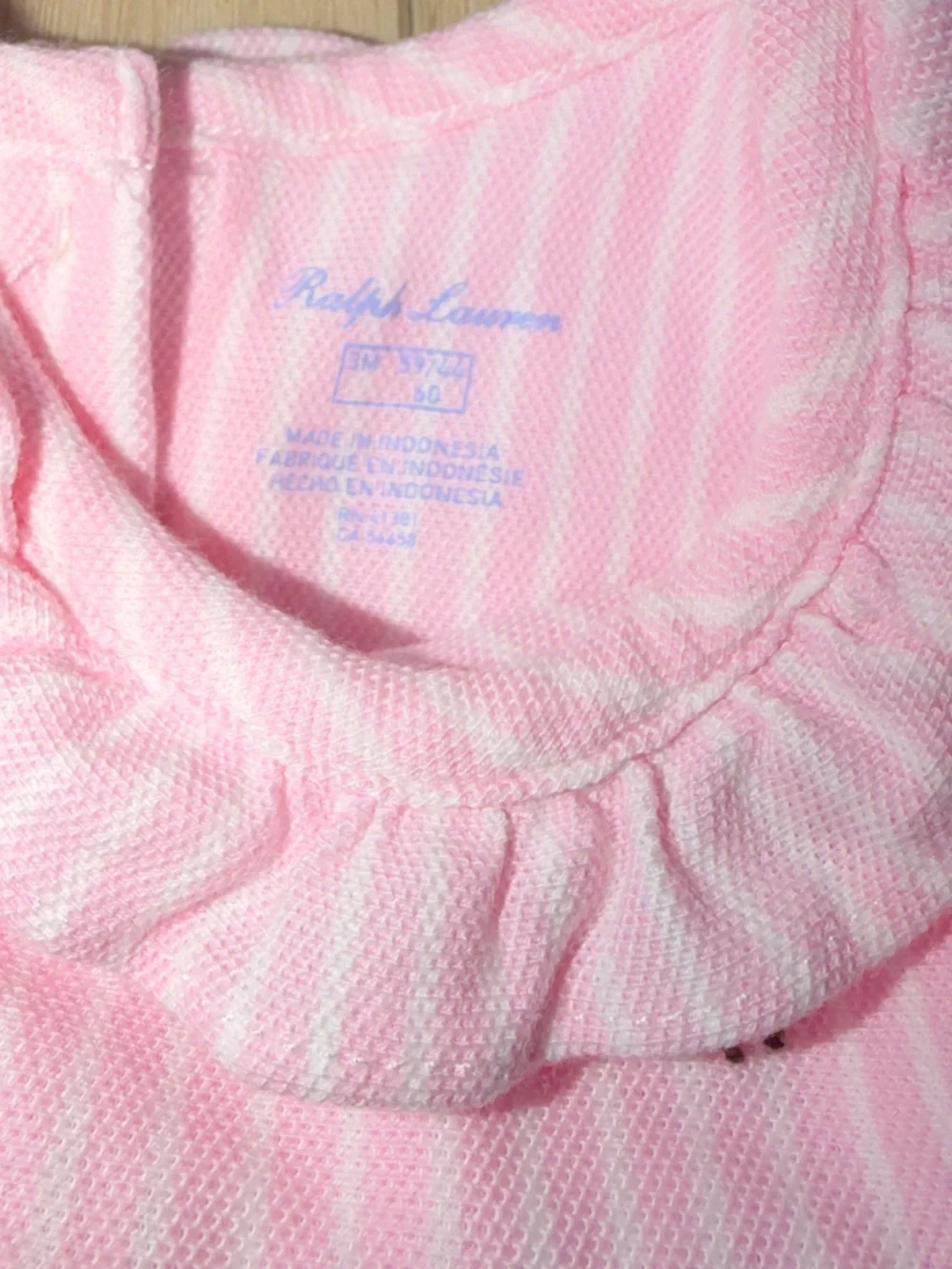 Ralph Lauren Light Pink Striped Baby Bubble Romper